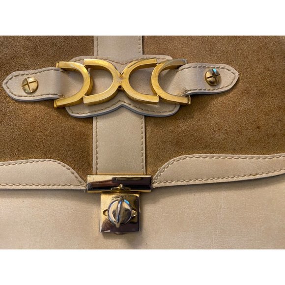 VTG Mini Top Handle Spanish Leather Bag Purse Tote Metal Hardware Made in Spain - Picture 4 of 16